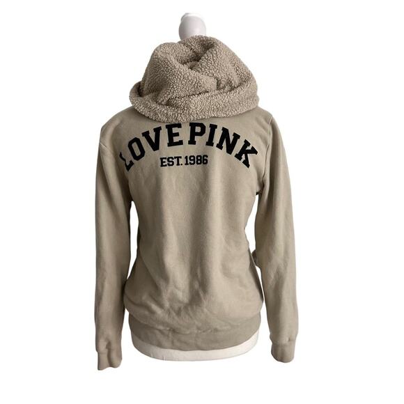 Victorias Secret PINK Size M Vintage Sand LOVE PINK Light Weight Zip up Jacket - Picture 1 of 4